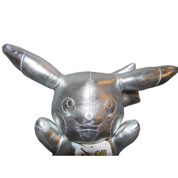 NEW Pikachu Plush Silver 8" GameStop Pokemon 25th Anniversary Chrome Nintendo - Picture 11 of 12